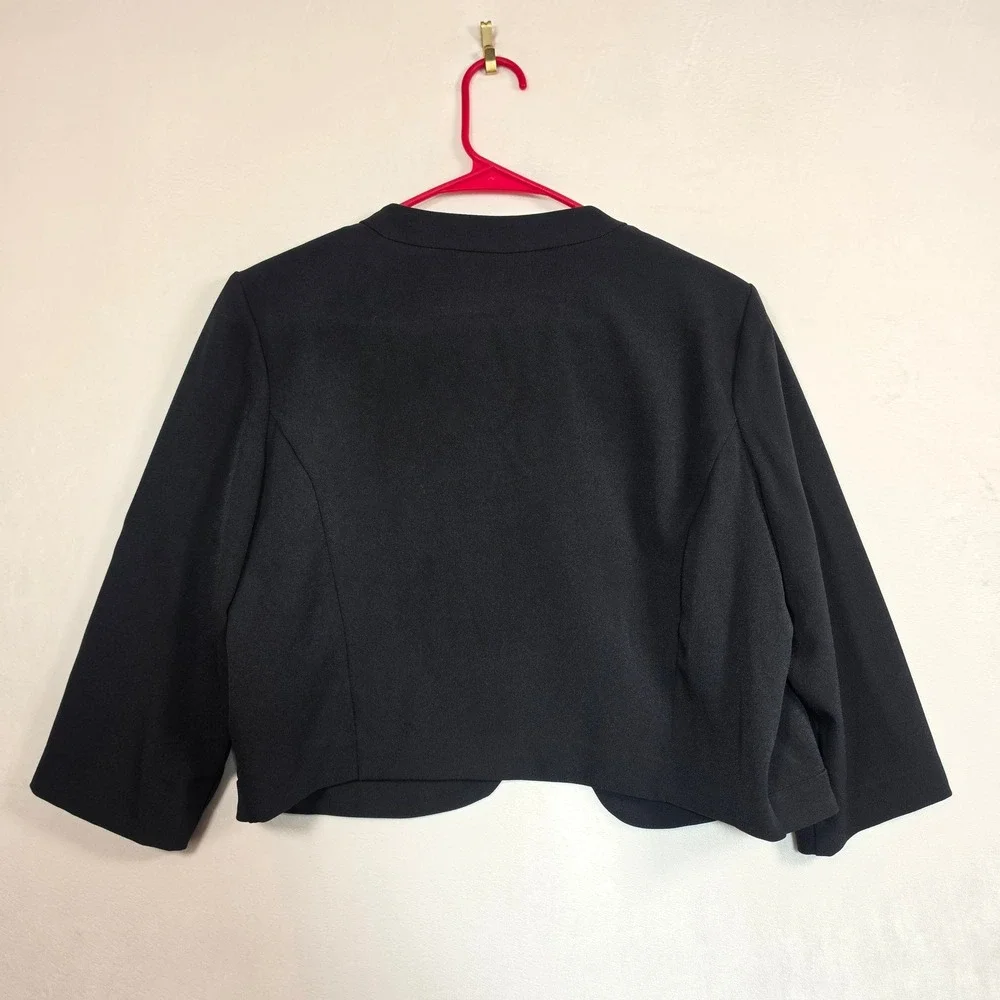 Studio One Bolero Shrug Womens 14 Black‎ Red Colorblock Minimalist Cardigan